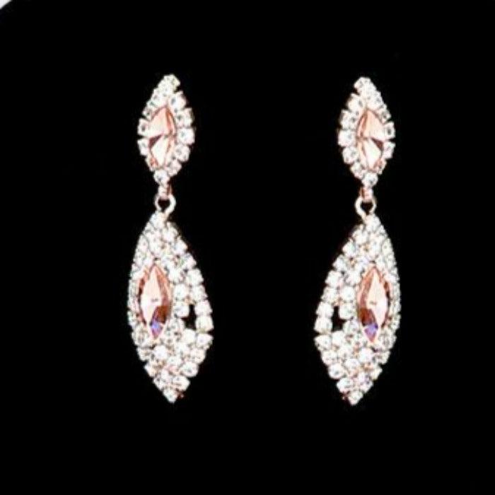 Peach Marquise Stone Accented Rhinestone Choker Necklace Set Sparkle Armand
