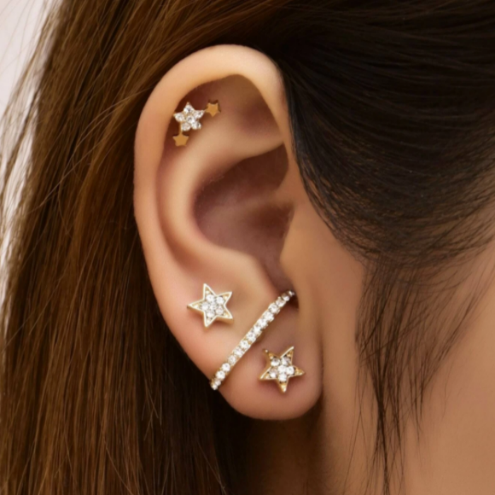 4pcs Rhinestone Star Stud Earrings