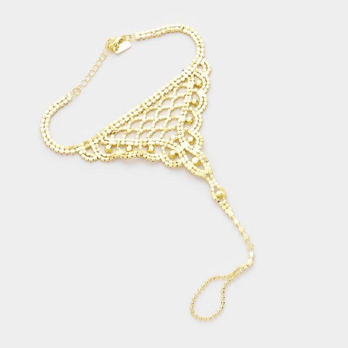 Anklet Round Clear Rhinestone Gold Net Toe Ring