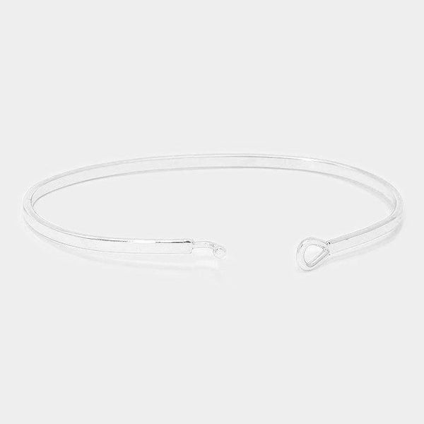 "BASKETBALL MOM" Silver Thin Metal Hook Bracelet