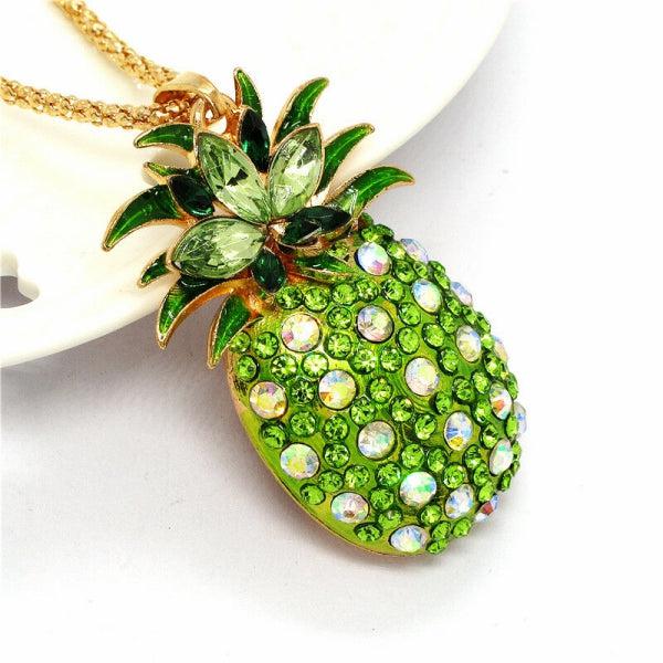 Betsey Johnson Green Crystal Golden Pineapple Gold Necklace-Necklace-SPARKLE ARMAND