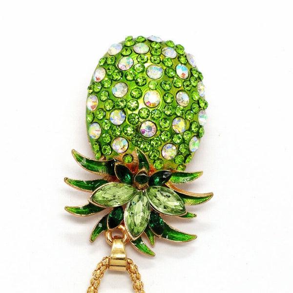 Betsey Johnson Green Crystal Golden Pineapple Gold Necklace-Necklace-SPARKLE ARMAND