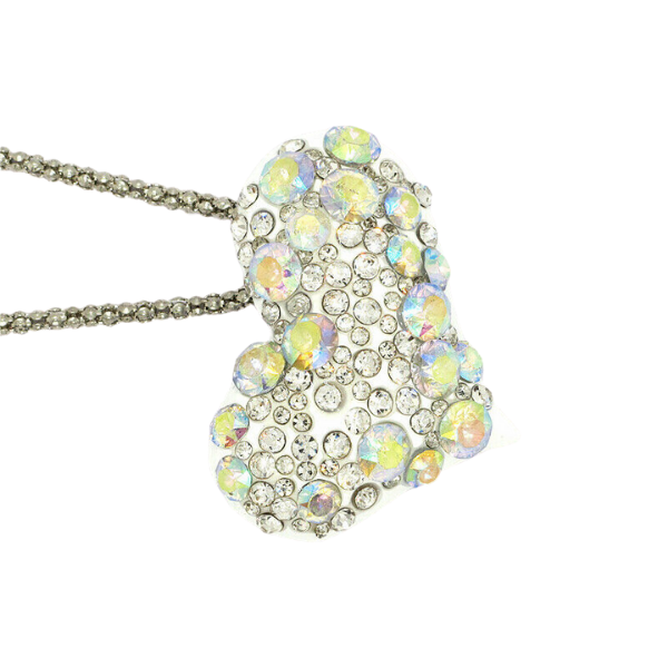 Betsey Johnson Heart White Crystal Gold Necklace-Necklace-SPARKLE ARMAND