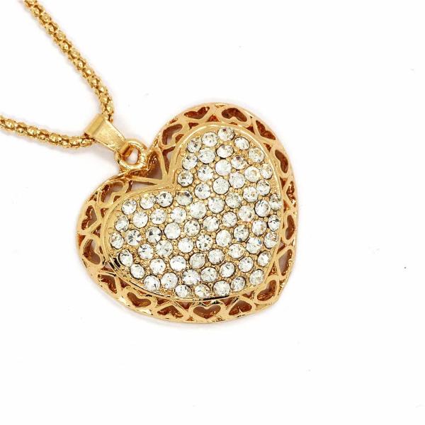 Betsey Johnson Heart White Crystals Gold Pendant Necklace-Necklace-SPARKLE ARMAND