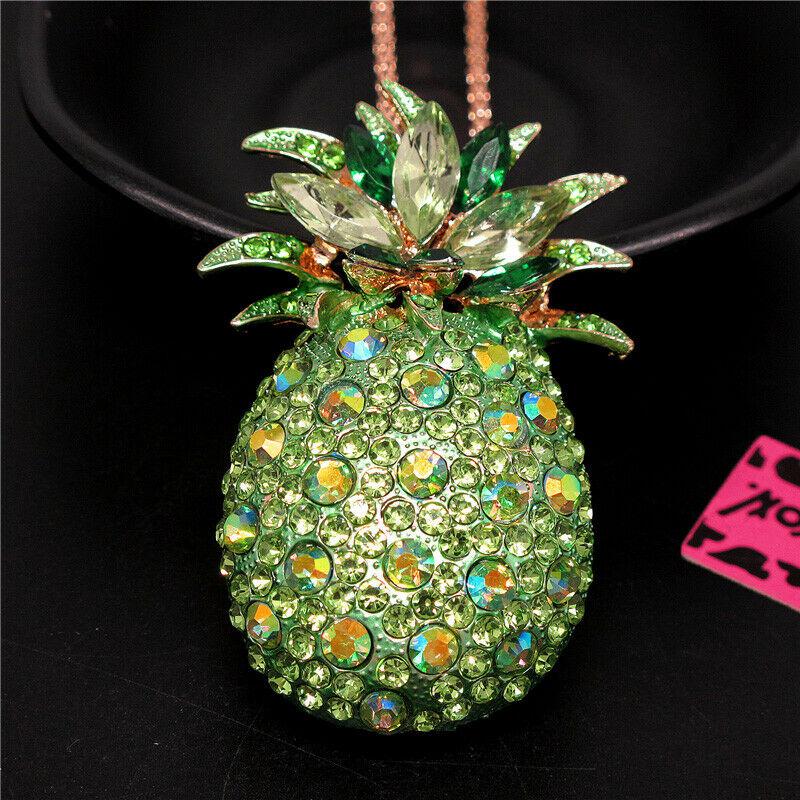 Betsey Johnson Pineapple Green Crystals Necklace or Brooch-Necklace-SPARKLE ARMAND