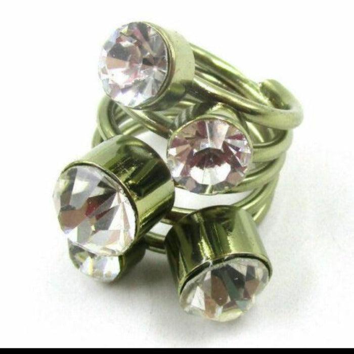 Contemporary Crystal Silver Tone Ring-Ring-SPARKLE ARMAND