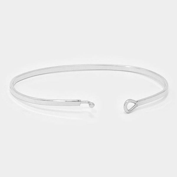 "LIVE MORE, WORRY LESS" Thin Silver Metal Hook Bracelet