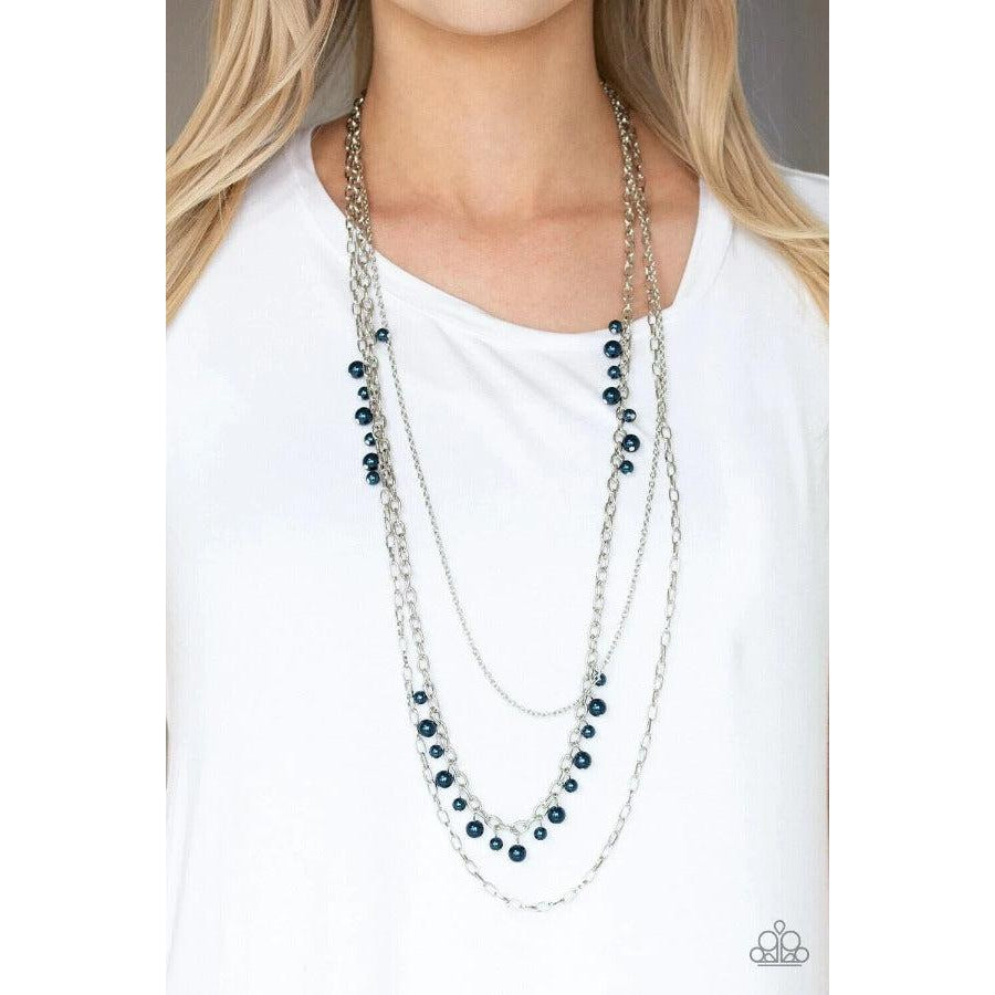 Paparazzi Pearl Pageant Blue Necklace & Earrings Set