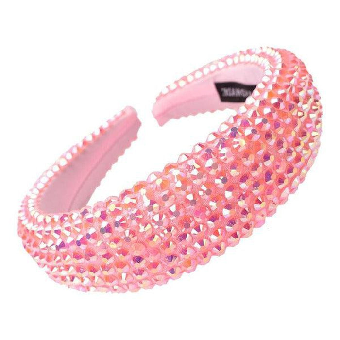Pink Faceted Bead Padded Headband-Hair Accessories-SPARKLE ARMAND