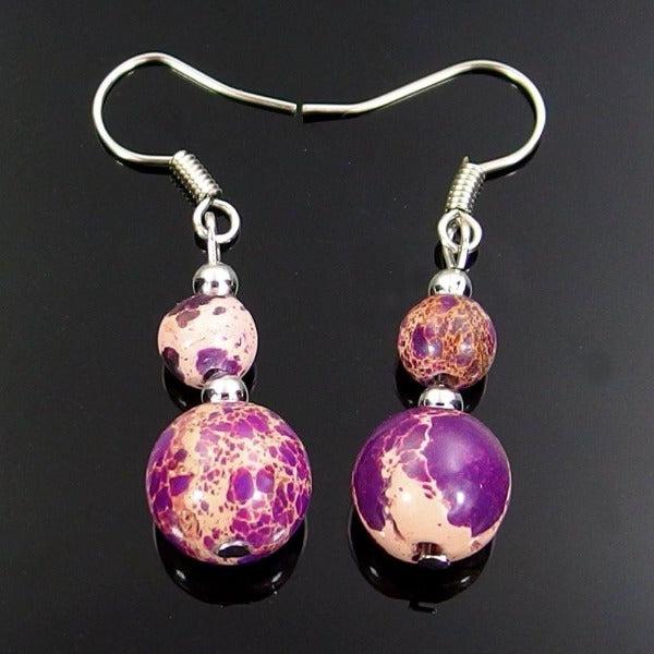 Purple Sea Sediment Jasper Natural Gemstone Earrings-Earring-SPARKLE ARMAND