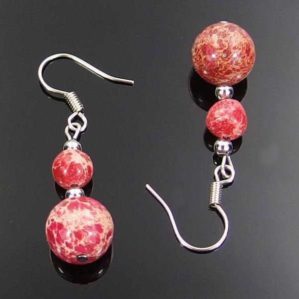 Red Sea Sediment Jasper Natural Gemstone Earrings