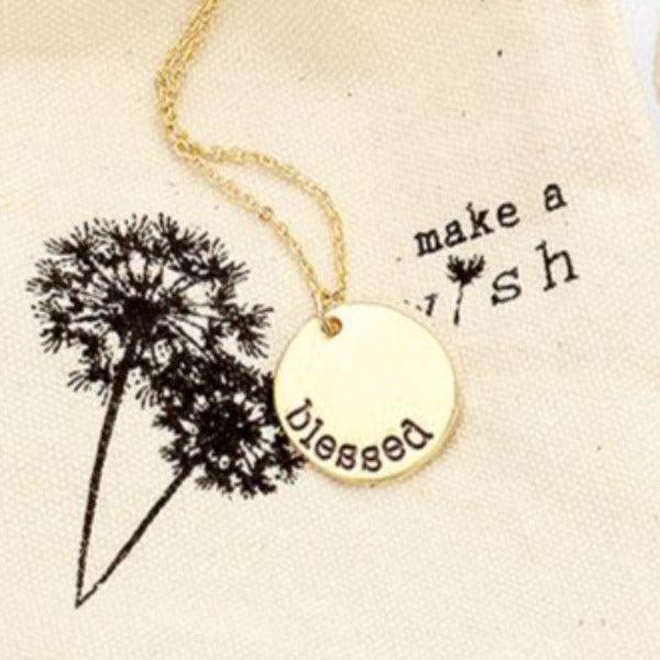 blessed Disc Pendant Necklace Gift Bag Set-Necklace-SPARKLE ARMAND