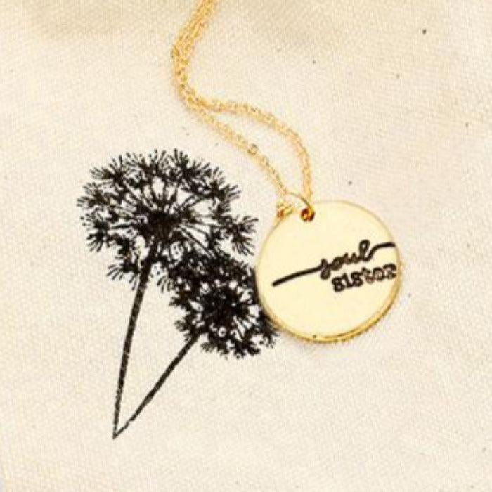 "soul sister" Disc Pendant Necklace Gift Bag Set-Necklace-SPARKLE ARMAND