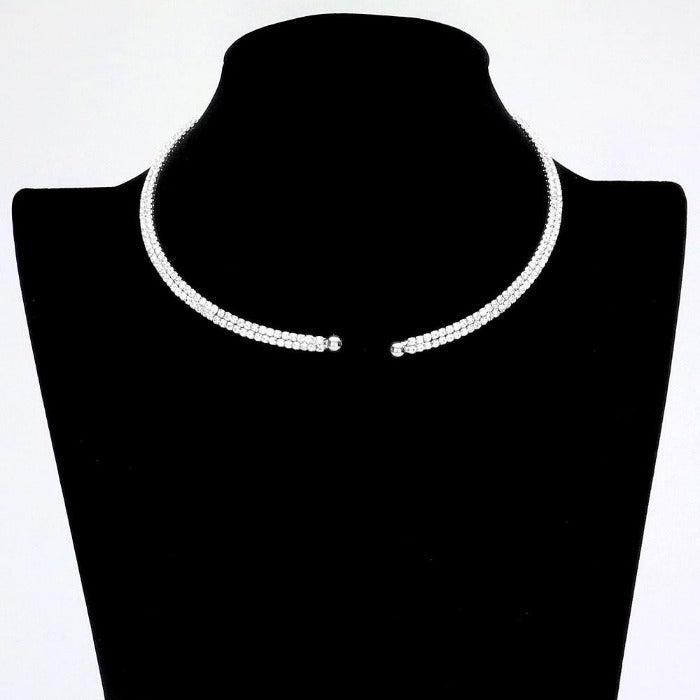 Clear Marquise Stone Accented Rhinestone Choker Necklace Set Sparkle Armand