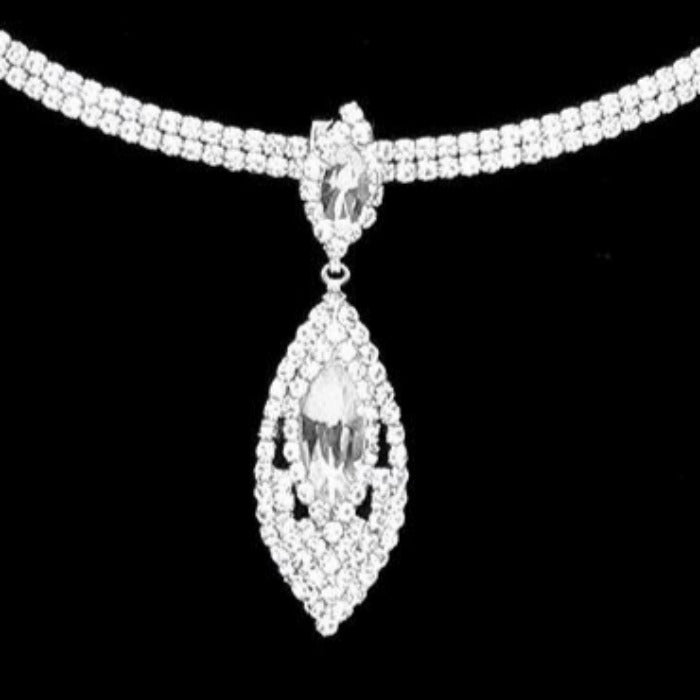 Clear Marquise Stone Accented Rhinestone Choker Necklace Set Sparkle Armand