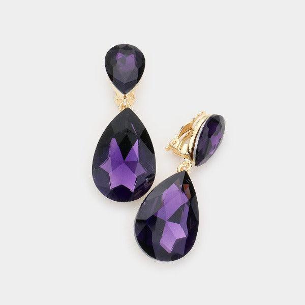 Purple clip hotsell earrings