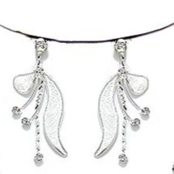 Flower Crystal Rhinestone Mesh Silver Necklace Set