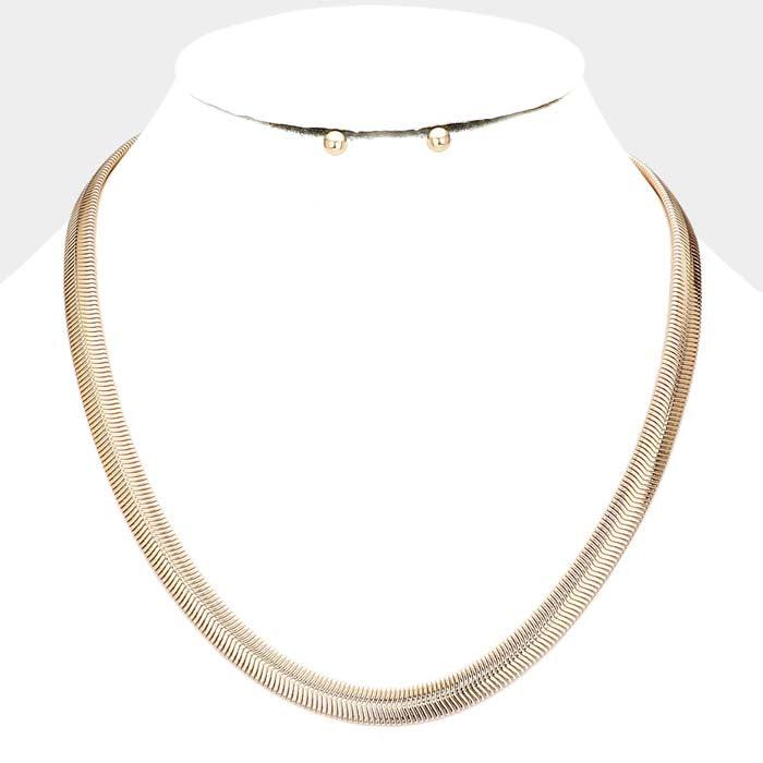 Gold Metal Chain Necklace Set