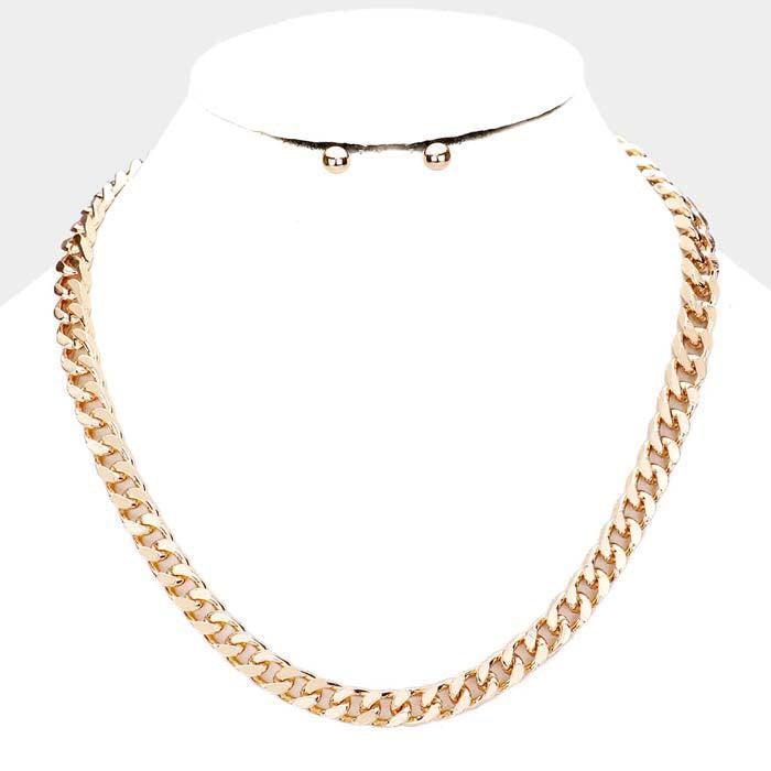 Metal Chain Gold Necklace Set
