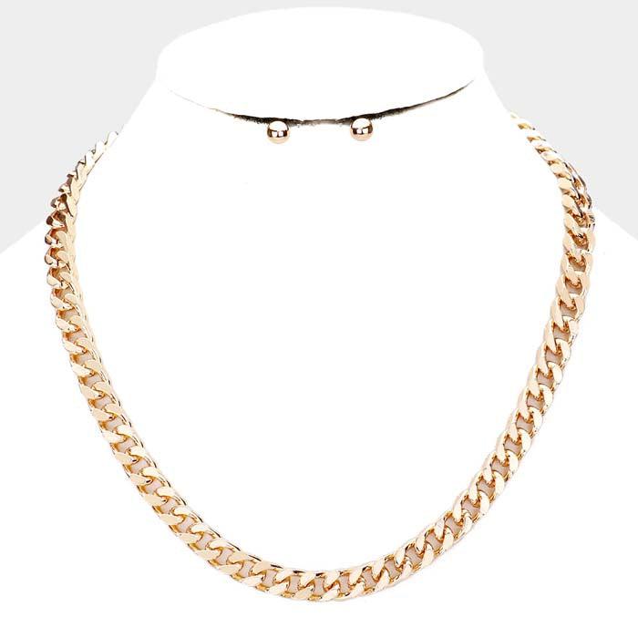 Metal Chain Gold Necklace Set