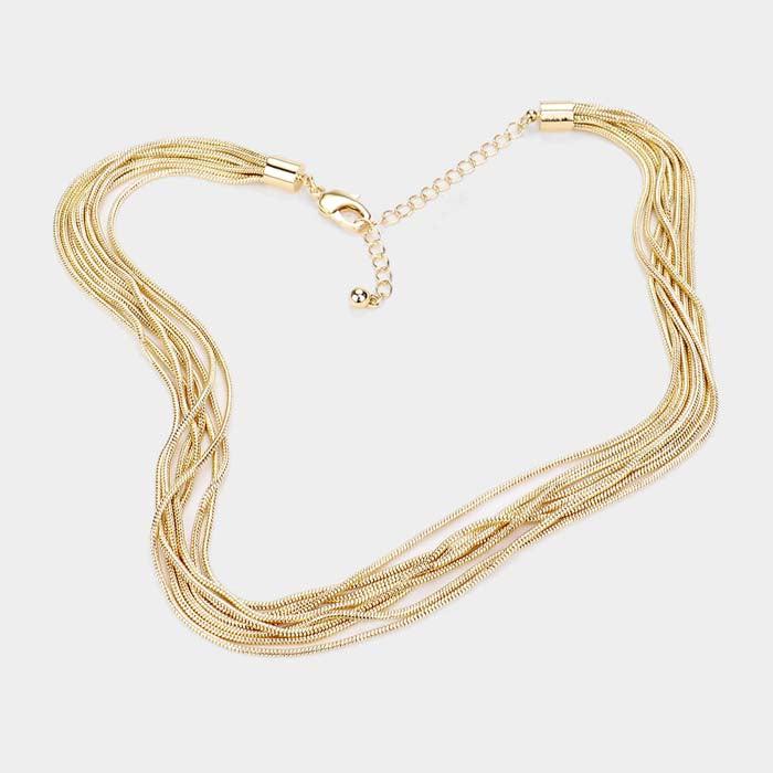 Metal Chain Multi Layered Gold Necklace