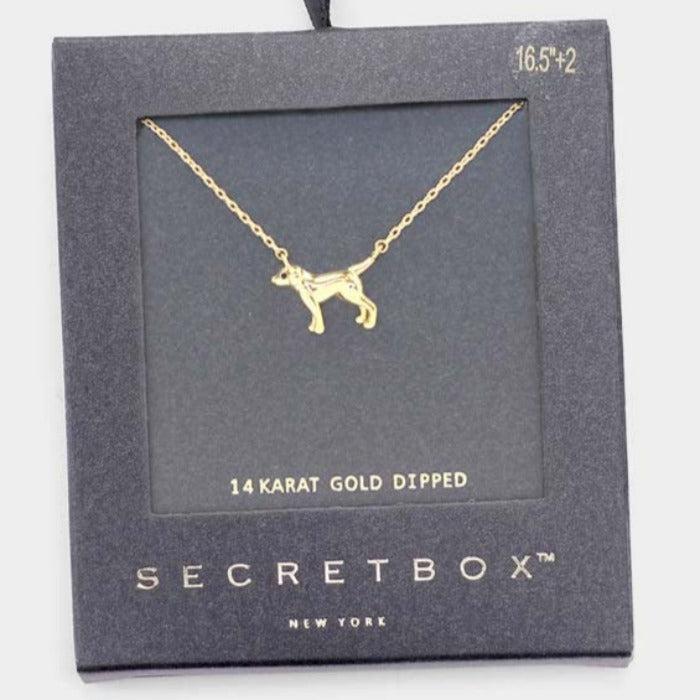 Secret Box 14K Gold Dipped Dog Pendant Necklace