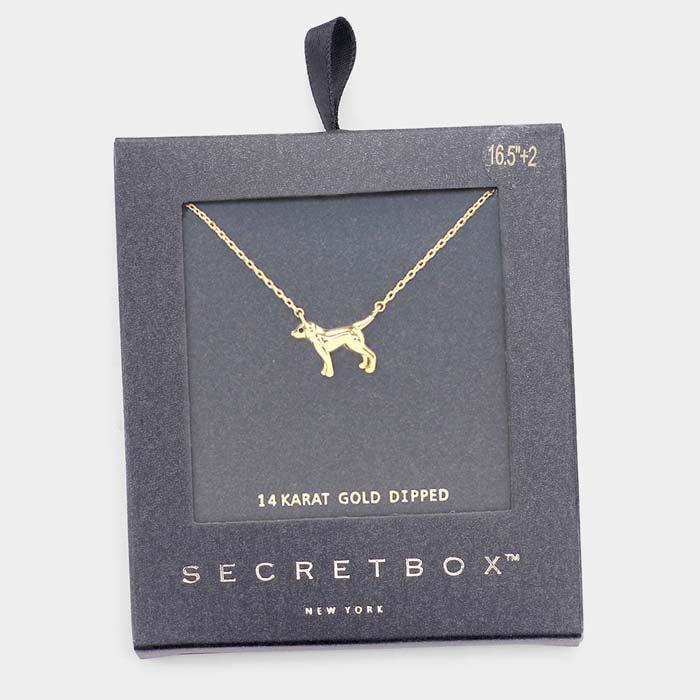 Secret Box 14K Gold Dipped Dog Pendant Necklace