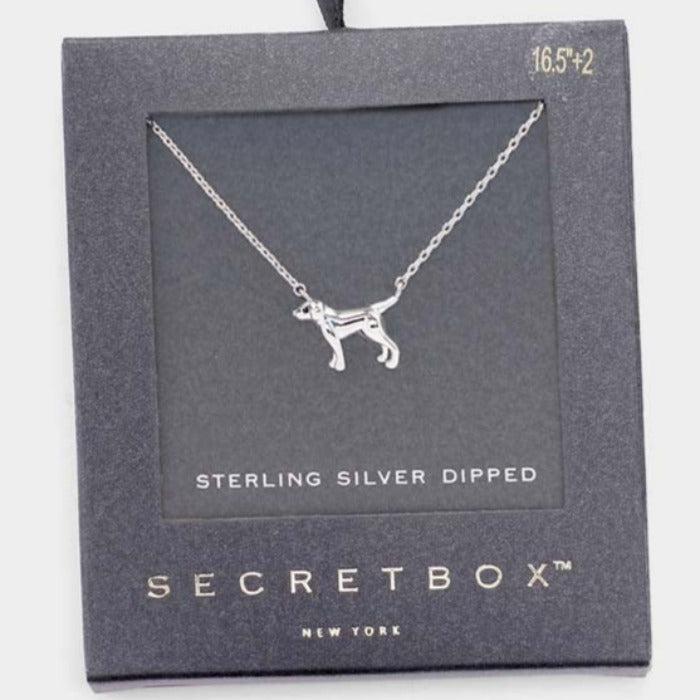 Secret Box Sterling Silver Dipped Dog Pendant Necklace