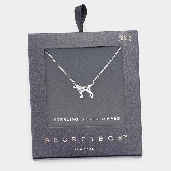 Secret Box Sterling Silver Dipped Dog Pendant Necklace