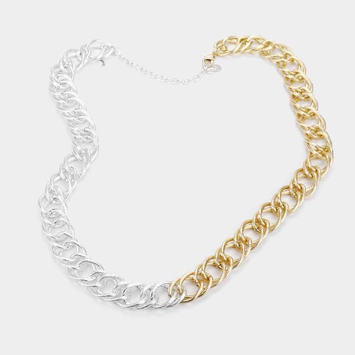 Two Tone Metal Chain Necklace