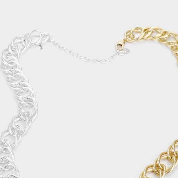 Two Tone Metal Chain Necklace