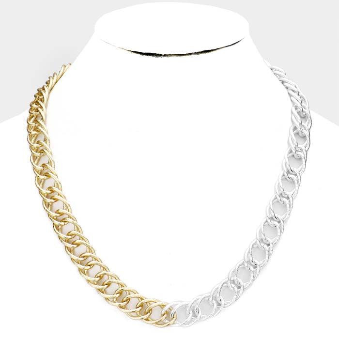 Two Tone Metal Chain Necklace