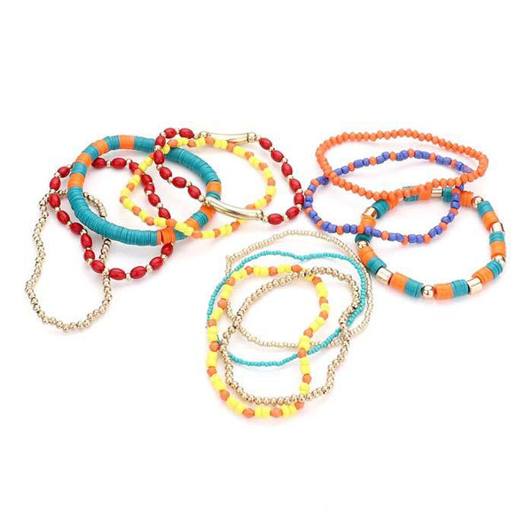 12PCS - Heishi Multi Beaded Stretch Bracelets