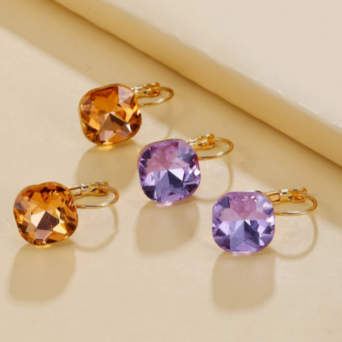 2 Pairs Peach Purple Lever back Earrings