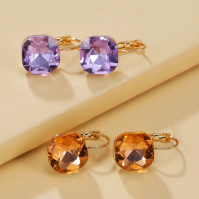 2 Pairs Peach Purple Lever back Earrings