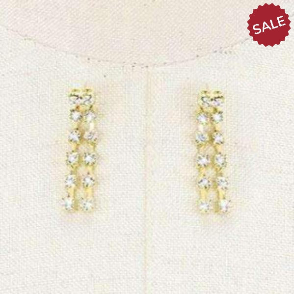 2-Row Clear Rhinestone Gold Choker Necklace & Earring Set-Necklace-SPARKLE ARMAND