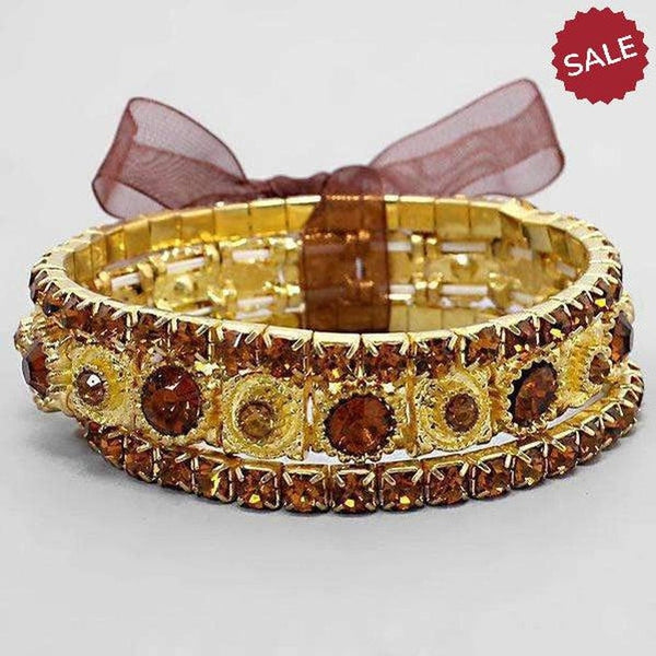 3 Piece Burgundy Multi Layered Stretch Bracelet