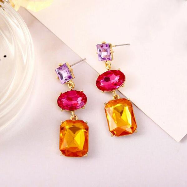 3 Stone Crystal Earrings-Earring-SPARKLE ARMAND