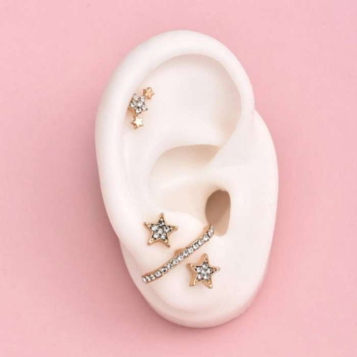 4pcs Rhinestone Star Stud Earrings