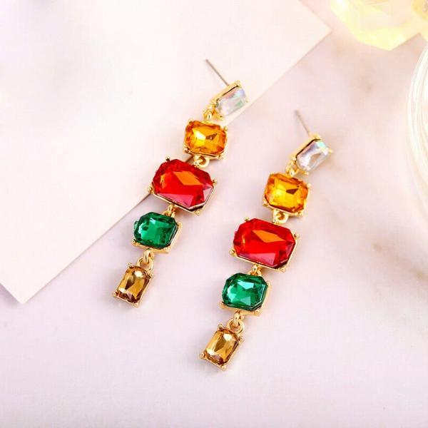 5 Stone Crystal Earrings-Earring-SPARKLE ARMAND