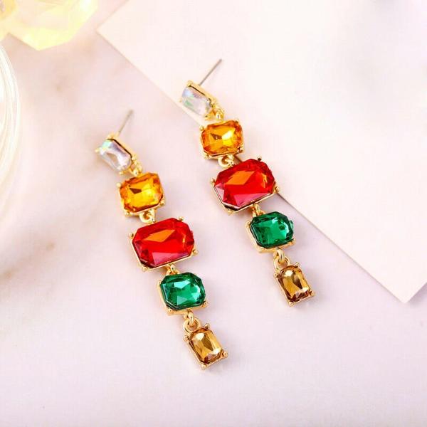 5 Stone Crystal Earrings-Earring-SPARKLE ARMAND
