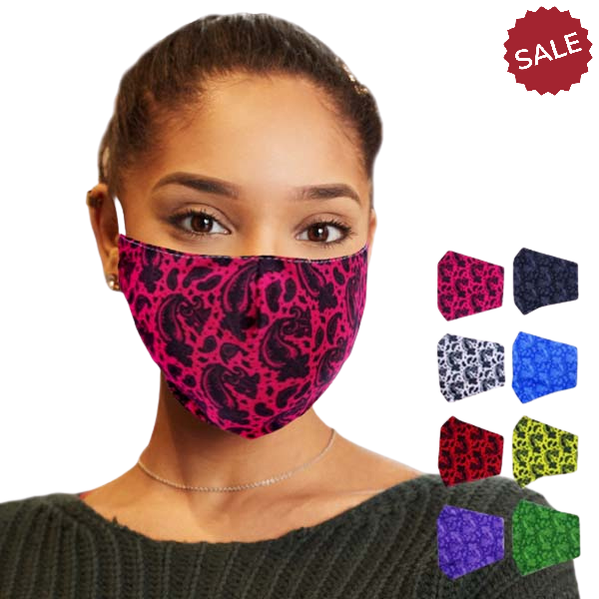 8 Face Masks Paisley Print Washable Adult