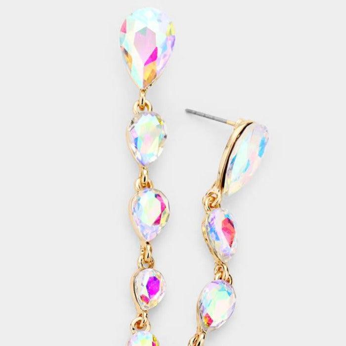 Abalone Crystal Teardrop Dangle Earrings