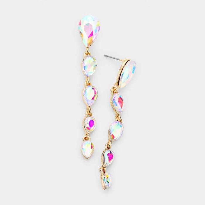 Abalone Crystal Teardrop Dangle Earrings