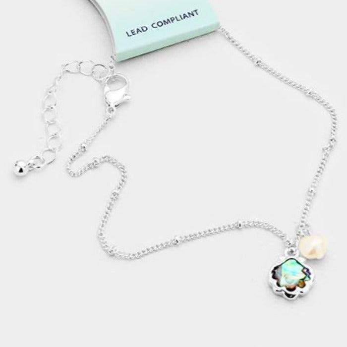 Abalone Metal Shell Detail Anklet
