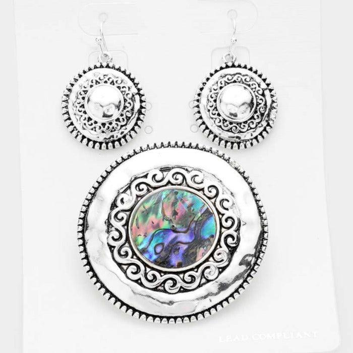 Abalone Round Magnetic Pendant Set by icon Collection