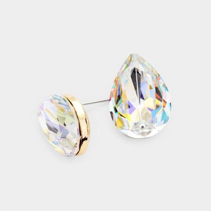 Abalone Teardrop Crystal Gold Earrings-Earring-SPARKLE ARMAND
