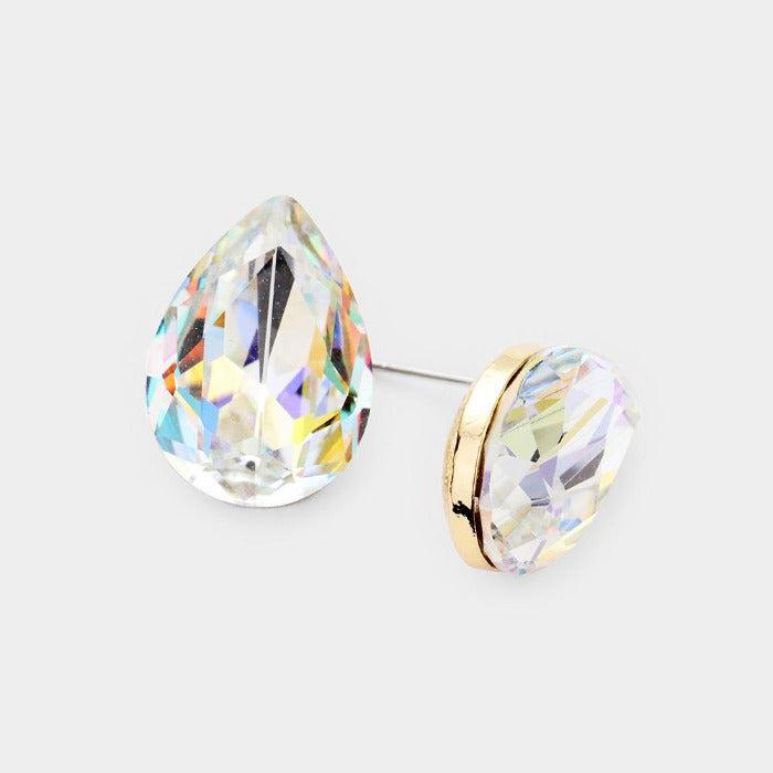 Abalone Teardrop Crystal Gold Earrings-Earring-SPARKLE ARMAND