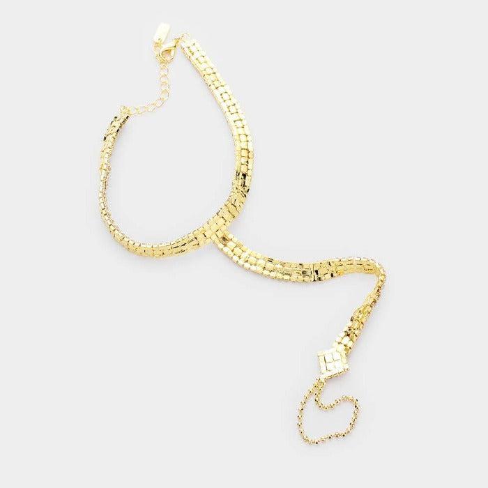 Anklet Clear Rhinestone Gold Net Toe Ring