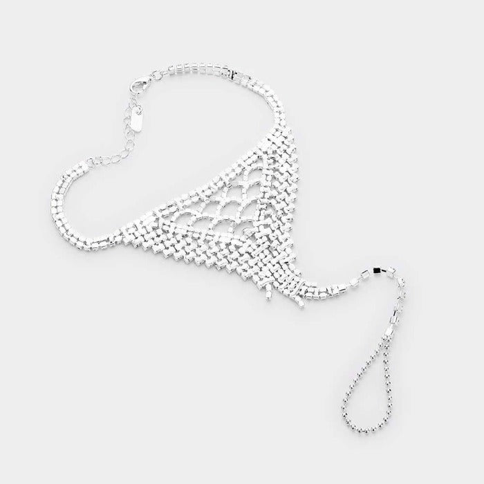 Anklet Clear Rhinestone Silver Net Toe Ring